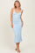 Light Blue Lace Overlay Sweetheart Neckline Midi Dress
