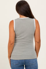 Light Olive Solid Ribbed Maternity Tank Top