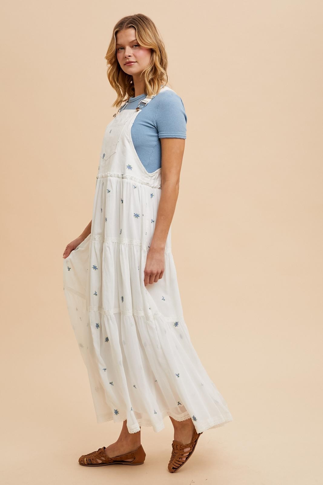 White Embroidered Floral Skirtall