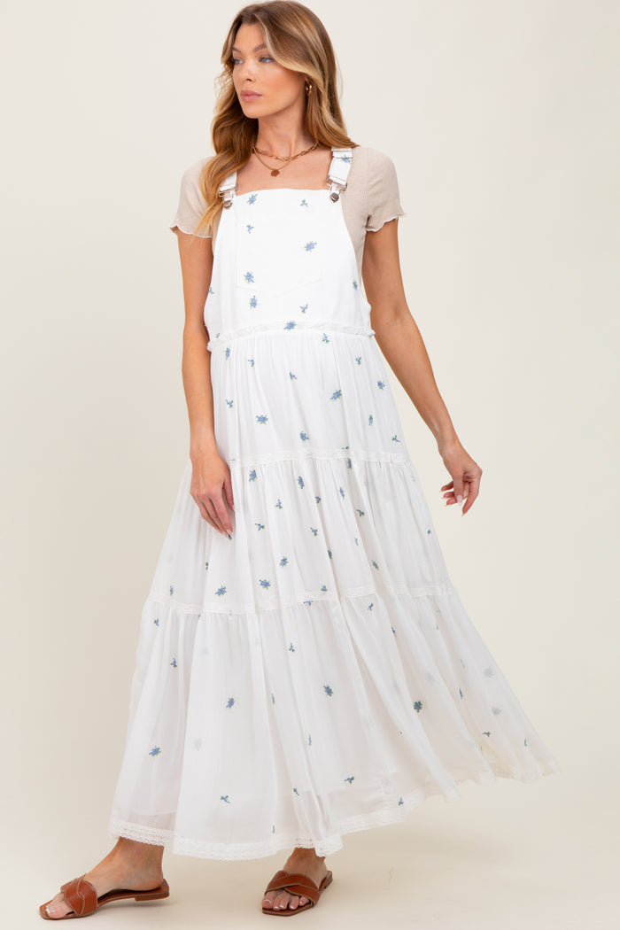 White Embroidered Floral Maternity Skirtall