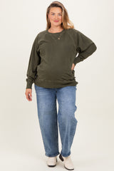 Blue Slim Ankle Barrel Leg Maternity Plus Jeans