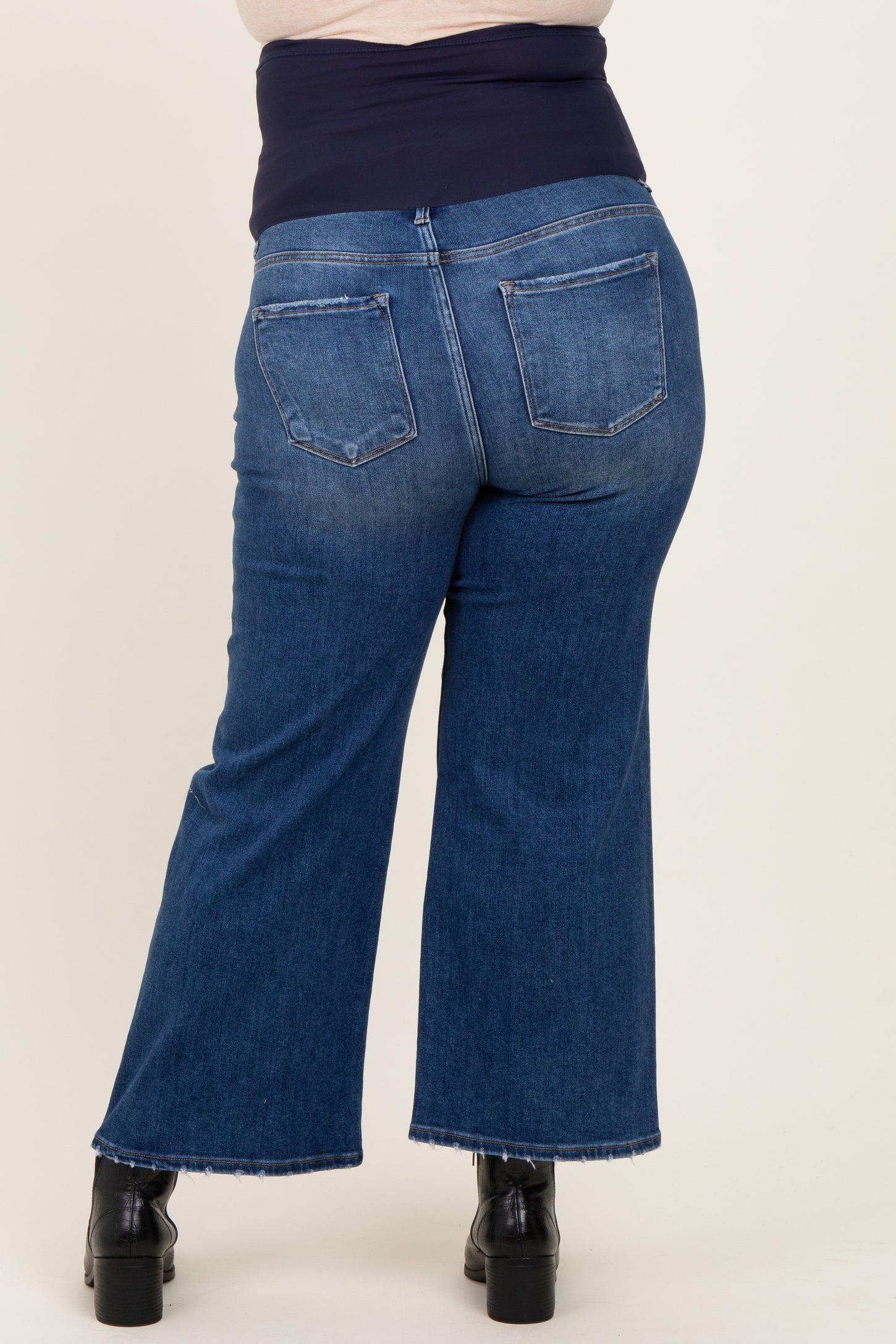 Navy Cropped Wide Leg Maternity Plus Jeans