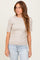 Cream Ribbed Mock Neck Knit Short Sleeve Top