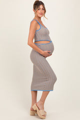Aqua Chevron Knit Cutout Maternity Midi Dress