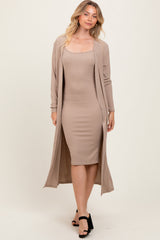 Cream Ribbed Cardigan 2 Piece Set