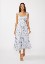 Lilac Floral Textured Open Back Tie Maxi Dress