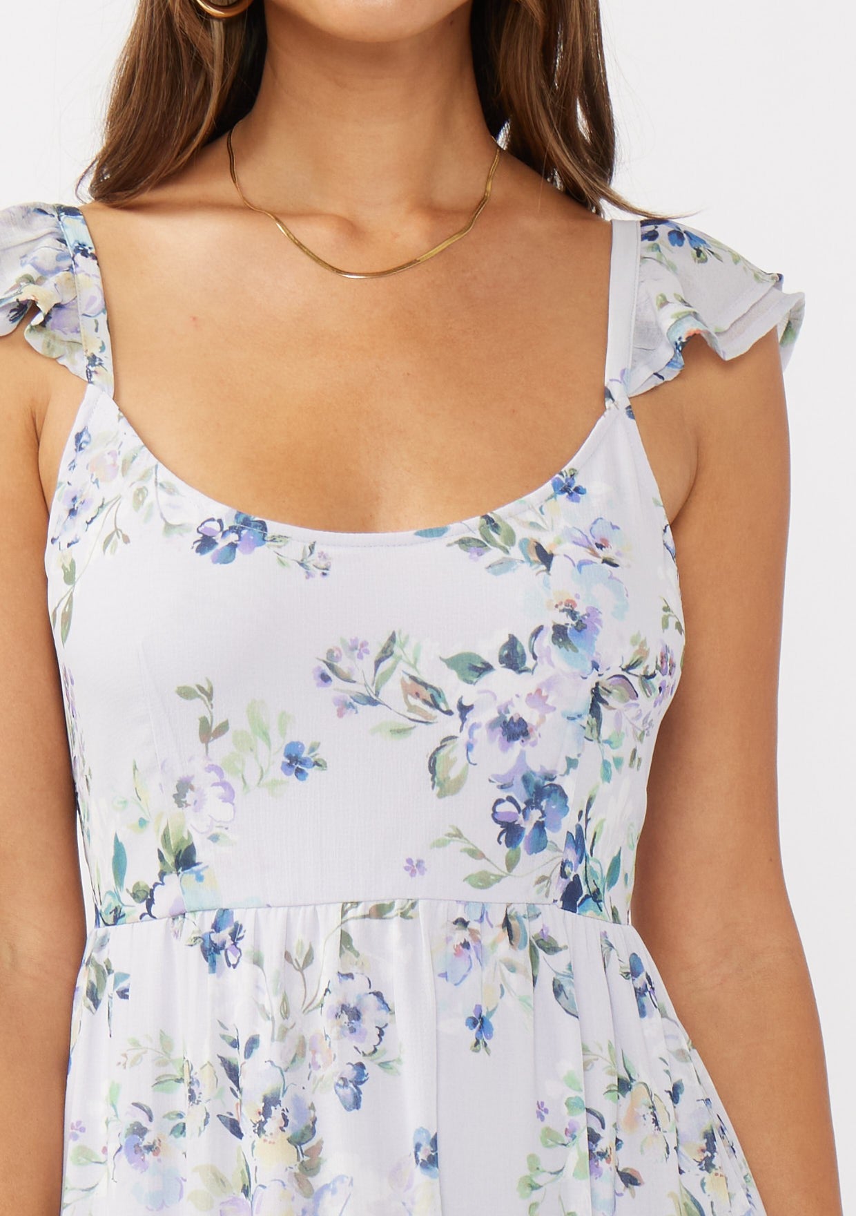 Lilac Floral Textured Open Back Tie Maxi Dress