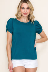 Teal Twisted Short Sleeve Maternity Top