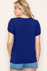 Navy Twisted Short Sleeve Top