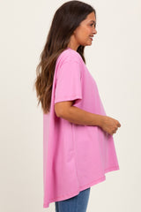 Pink Oversized Cut Hem Maternity Short Sleeve T-Shirt