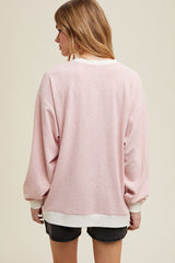 Light Pink Striped Pullover Top