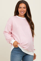 Light Pink Striped Maternity Pullover Top