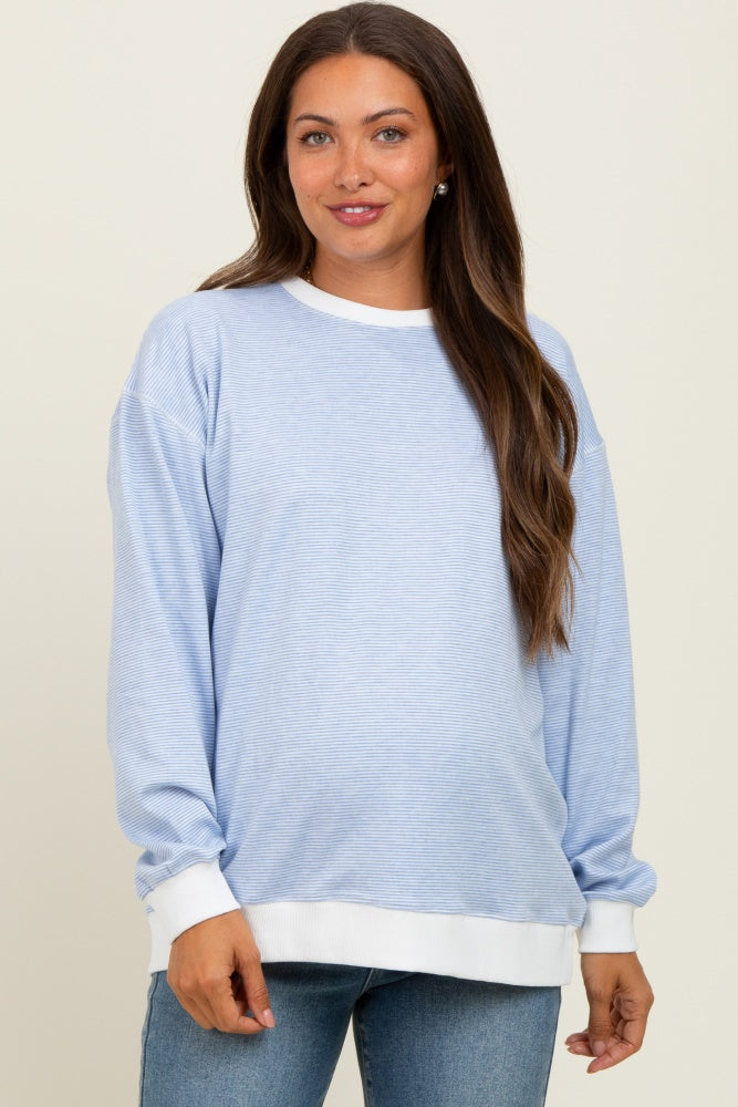 Blue Striped Maternity Pullover Top