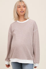 Mocha Striped Maternity Pullover Top