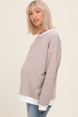 Mocha Striped Maternity Pullover Top