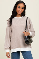 Mocha Striped Maternity Pullover Top