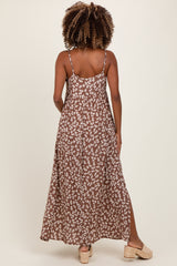 Mocha Floral V-Neck Maternity Maxi Dress