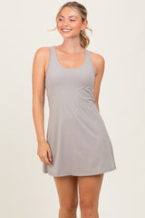 Light Taupe Tennis Racerback Maternity Romper Dress