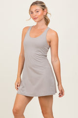 Light Taupe Tennis Racerback Romper Dress
