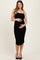 Black Ruched Mesh Sleeveless Maternity Midi Dress