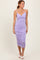 Lavender Ruched Sweetheart Neckline Midi Dress