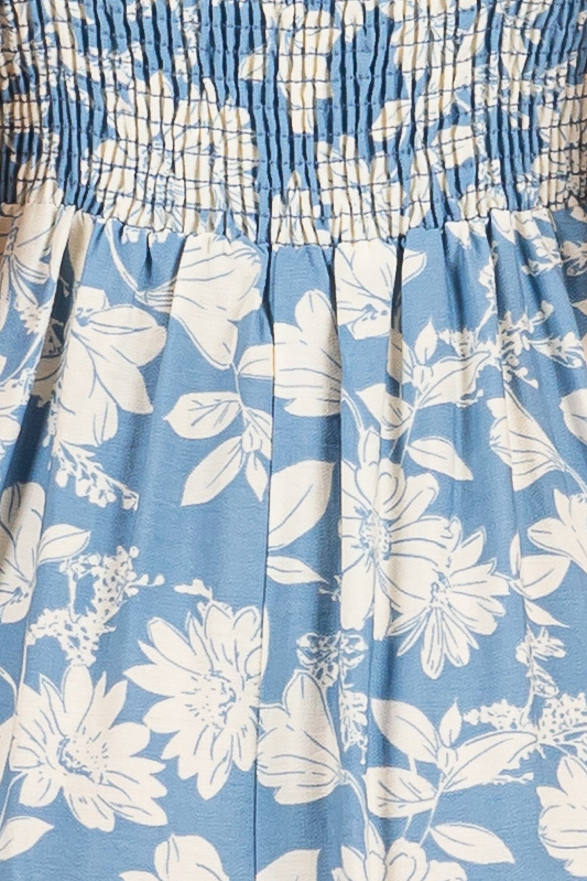 Blue Floral Sleeveless Midi Dress