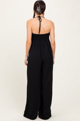 Black Halter Neck Wide Leg Jumpsuit
