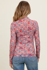 Mauve Floral Lace Long Sleeve Maternity Top