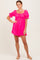 Fuchsia Ruffle Trim Square Neck Romper