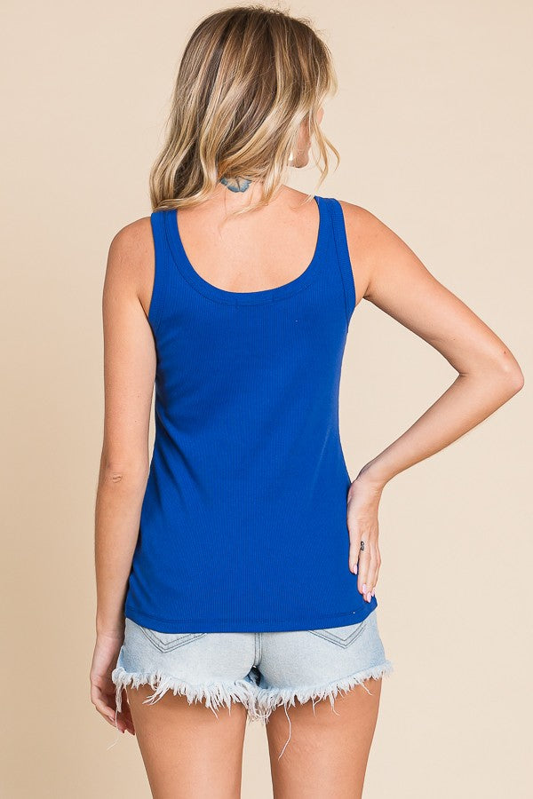 Royal Blue Ribbed Basic Tank