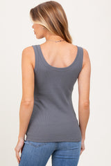 Charcoal Ribbed Basic Maternity Tank