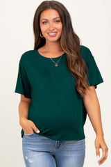 Hunter Green Relaxed Fit Short Sleeve Maternity Tee