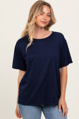 Navy Relaxed Fit Short Sleeve Maternity Tee