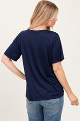 Navy Relaxed Fit Short Sleeve Maternity Tee