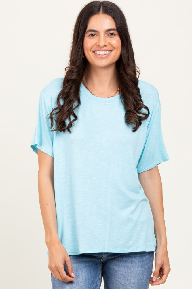 Light Blue Relaxed Fit Short Sleeve Maternity Tee