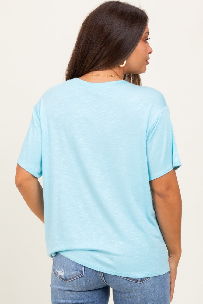 Light Blue Relaxed Fit Short Sleeve Maternity Tee