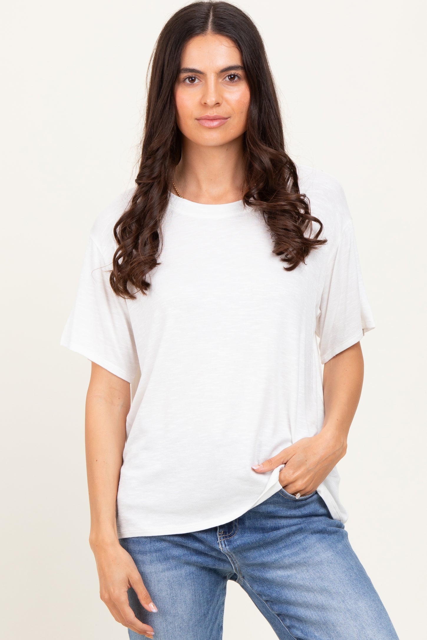 Ivory Relaxed Fit Short Sleeve Maternity Tee