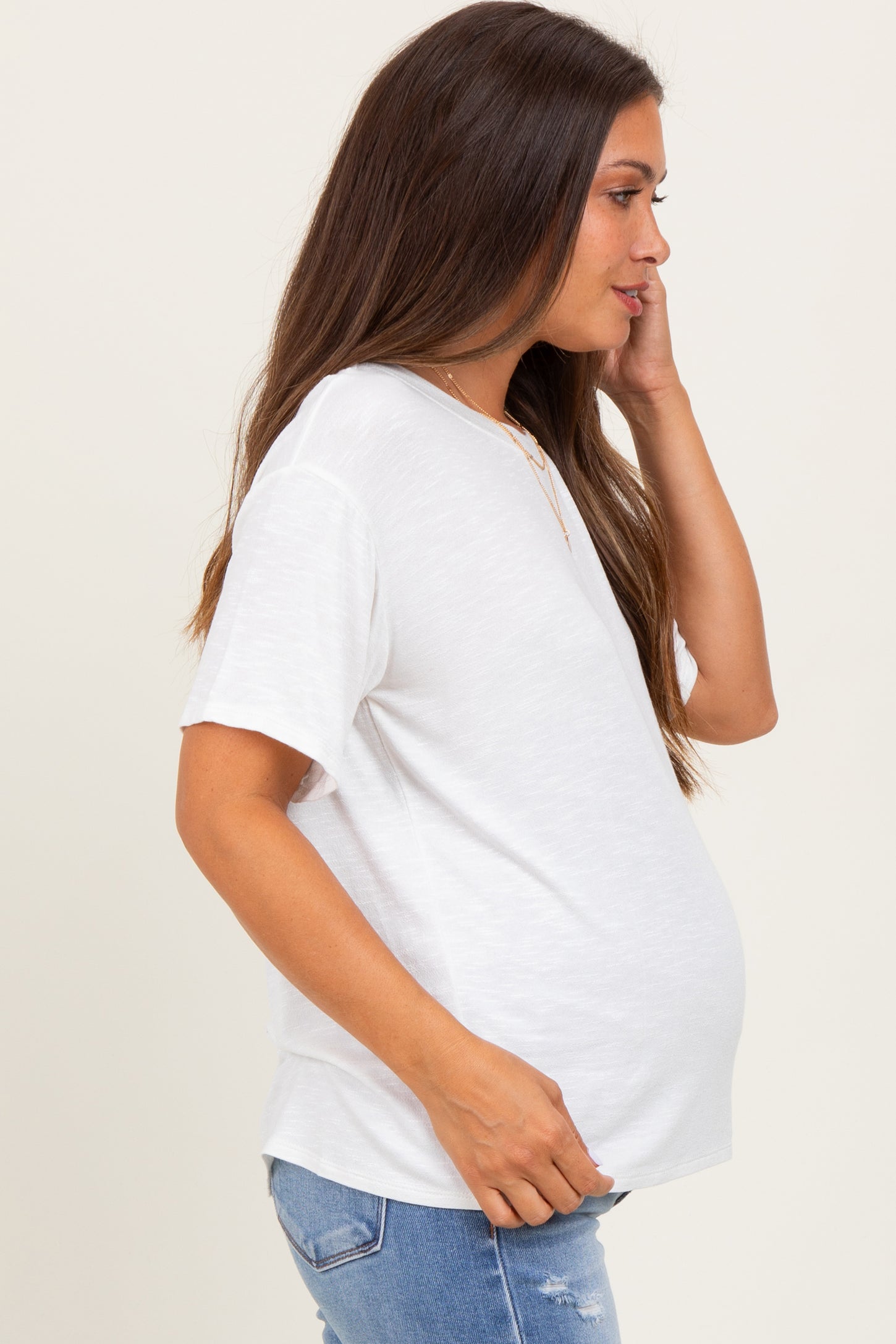 Ivory Relaxed Fit Short Sleeve Maternity Tee