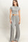 Heather Grey Cropped Short Sleeve Wide Leg Pants Set