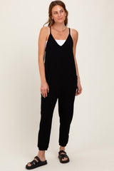 Black V-Neck Sleeveless Jogger Jumpsuit