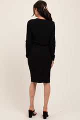 Black Crop Cardigan And Sleeveless Dress Maternity Set