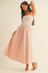 Mauve Striped Tube Knit Maxi Dress