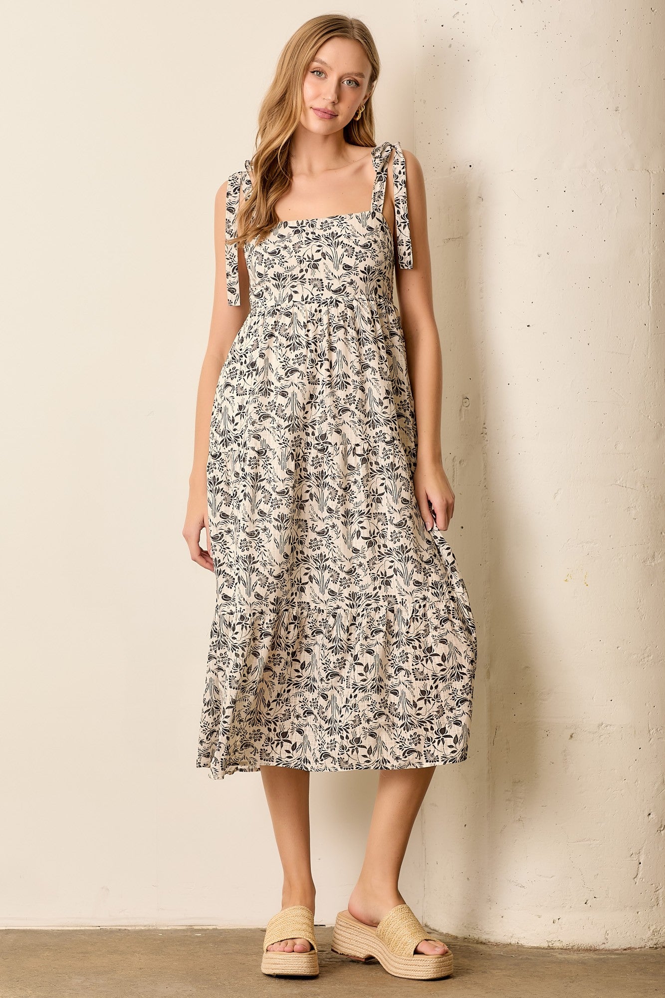 Black Multi Floral Tie Strap Maxi Dress