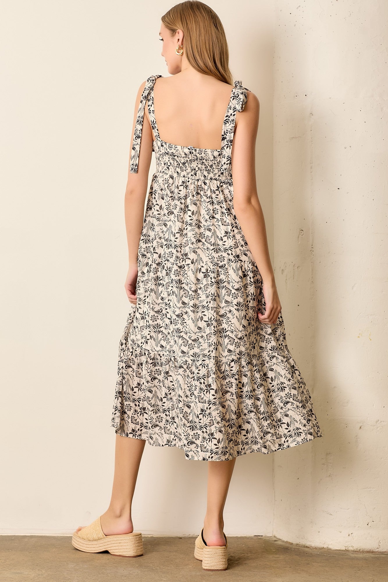 Black Multi Floral Tie Strap Maxi Dress