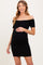 Black Off Shoulder Knit Maternity Mini Dress