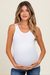 Ivory Ribbed Knit Maternity Tank Top