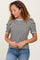 Black Striped Ribbed Puff Sleeve Top