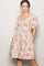 Rust Floral Smocked Puff Sleeve Dress