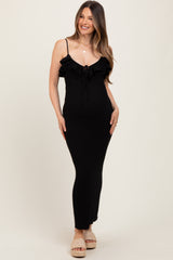 Black Sleeveless Knit Mermaid Maternity Maxi Dress