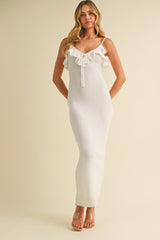 Ivory Sleeveless Knit Mermaid Maxi Dress